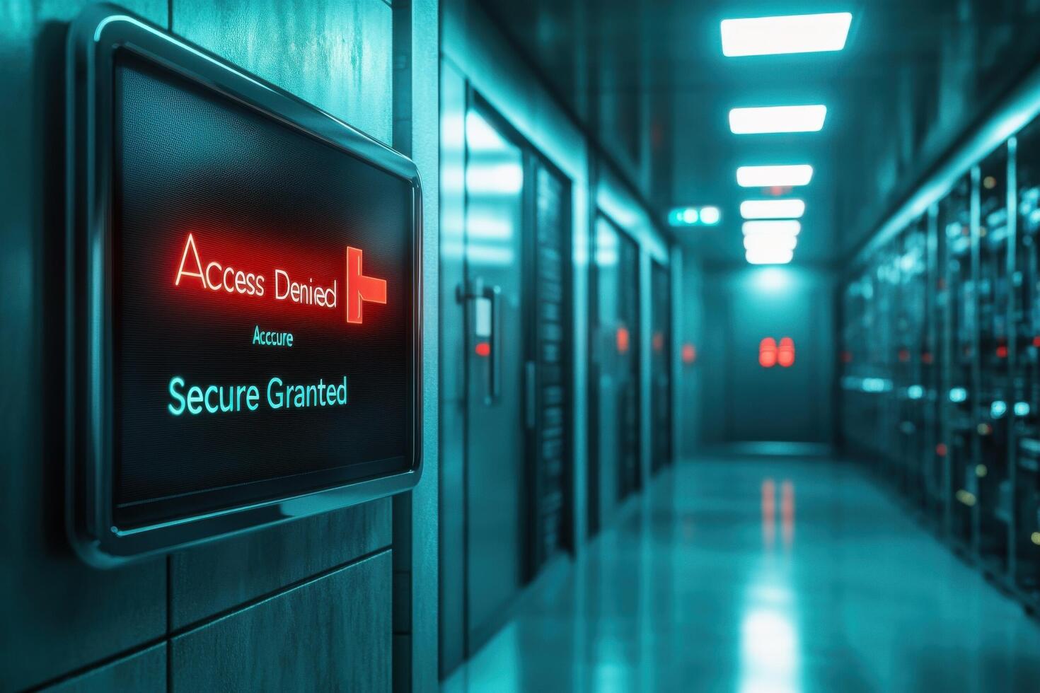 A sign that reads access red on a computer in a data center photo