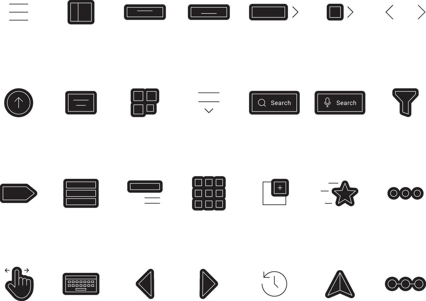 Navigation Outline Icons Collection for UI UX Flat and Button Style vector
