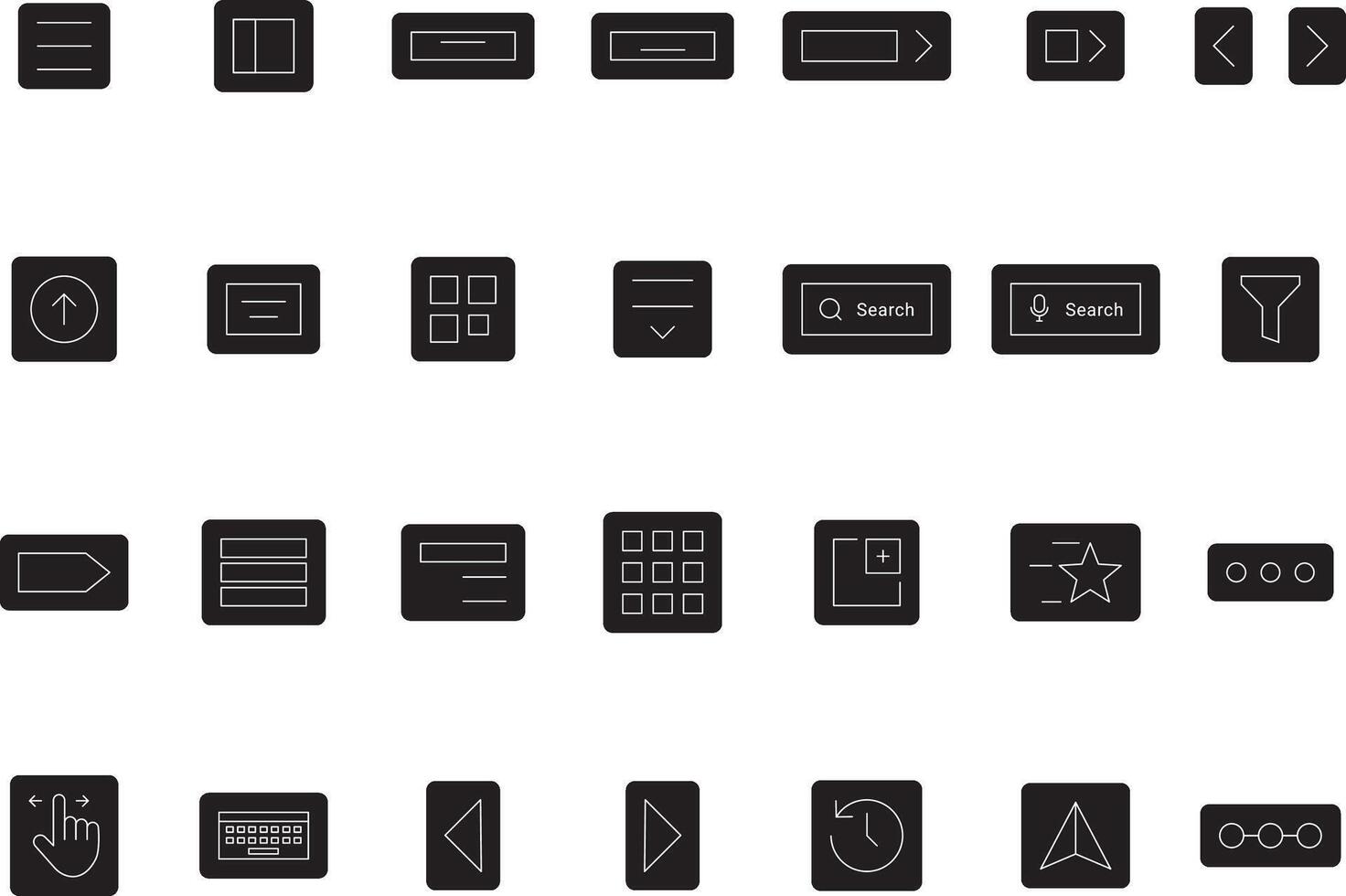 Navigation Outline Icons Collection for UI UX Flat and Apps Style vector
