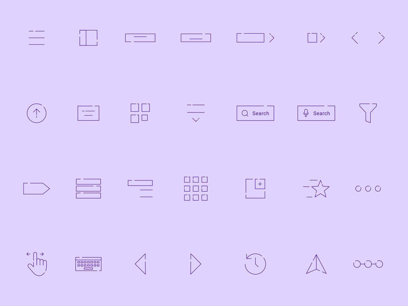 Navigation Outline Icons Collection for UI UX Flat and Disconnected Style vector