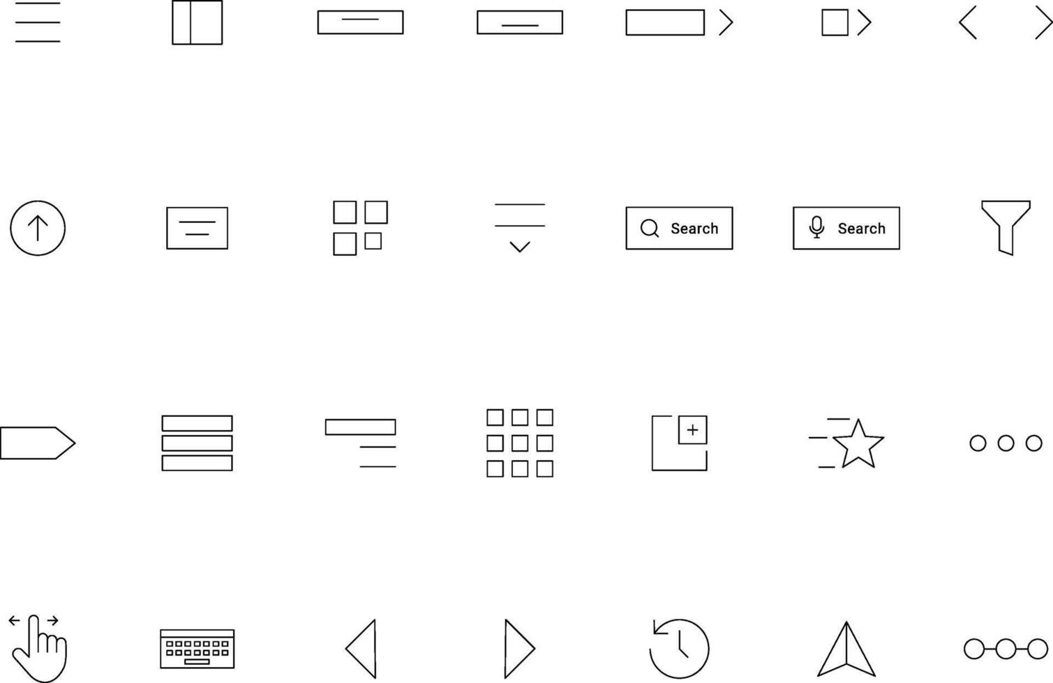 Navigation Outline Icons Collection for UI UX Flat and Linear Style vector