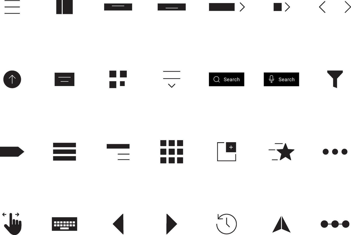Navigation Outline Icons Collection for UI UX Flat and Solid Style vector