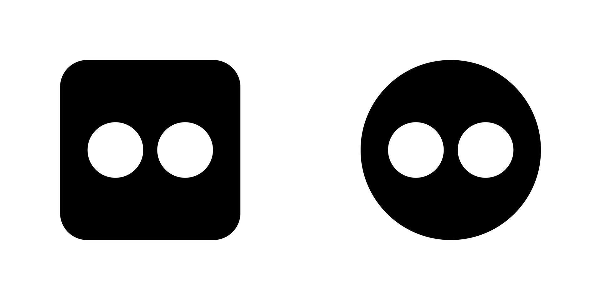 Flicker Black Square and Circle Logo Bundle. Flicker Black Square and Circle Icon Set. Flicker Social Media Icon Collection. vector