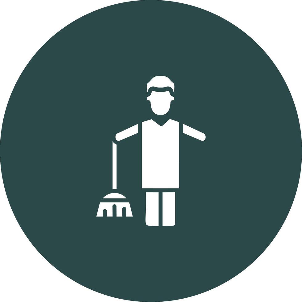 Man Sweeper Working Vibrant Color Visual Object vector