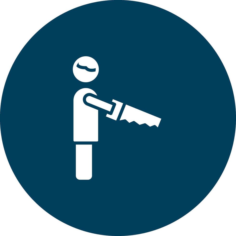 Man Carpenter Working Geometric Mobile App Mark vector