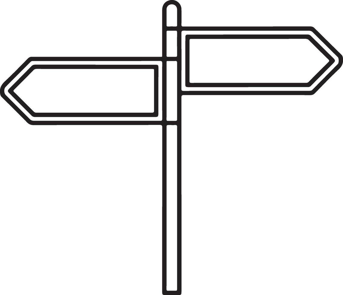 Blank directional signpost with two arrows pointing left and right vector