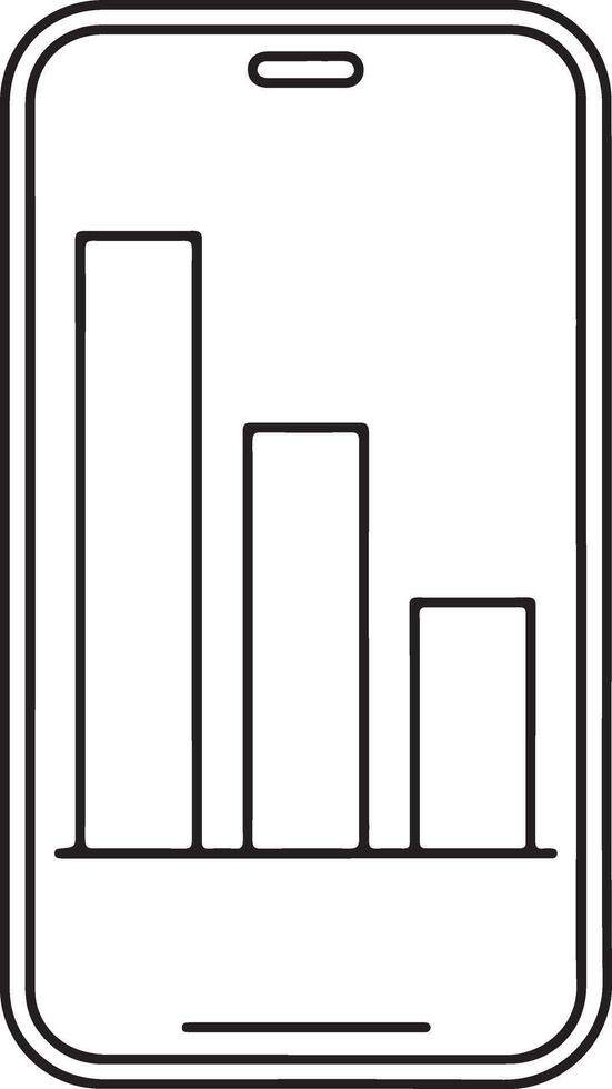 Smartphone displaying a declining bar chart vector