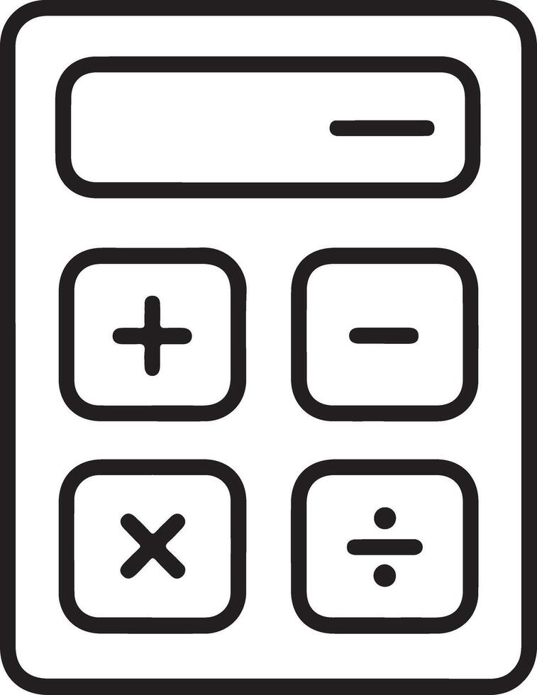 Simple line art icon of a basic calculator vector