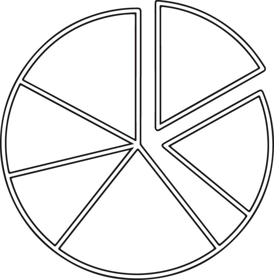 Simple outline of a pie chart with six segments vector