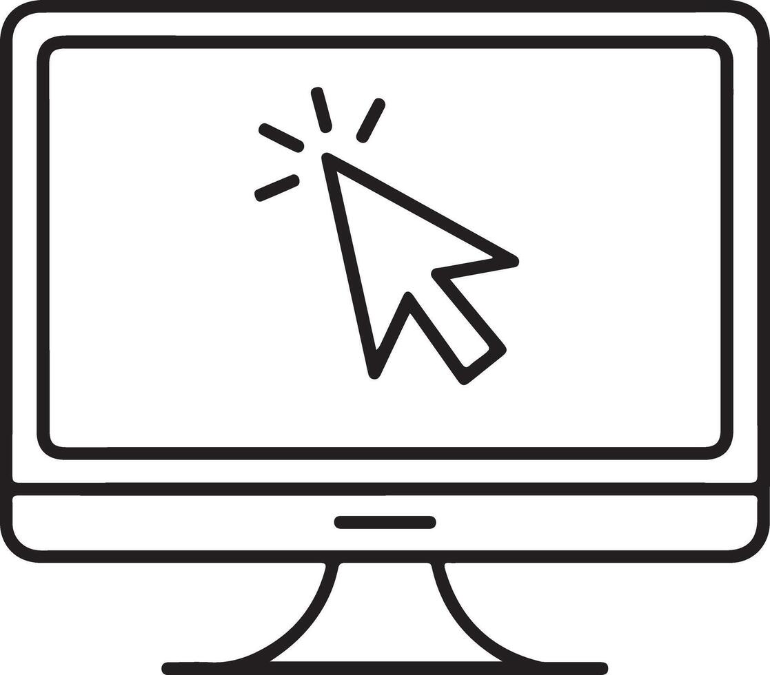 Computer monitor with cursor indicating a click action vector
