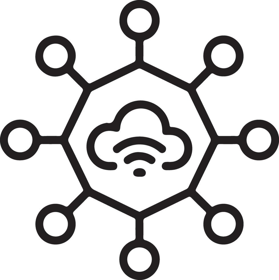 Abstract network connection with central cloud symbol vector