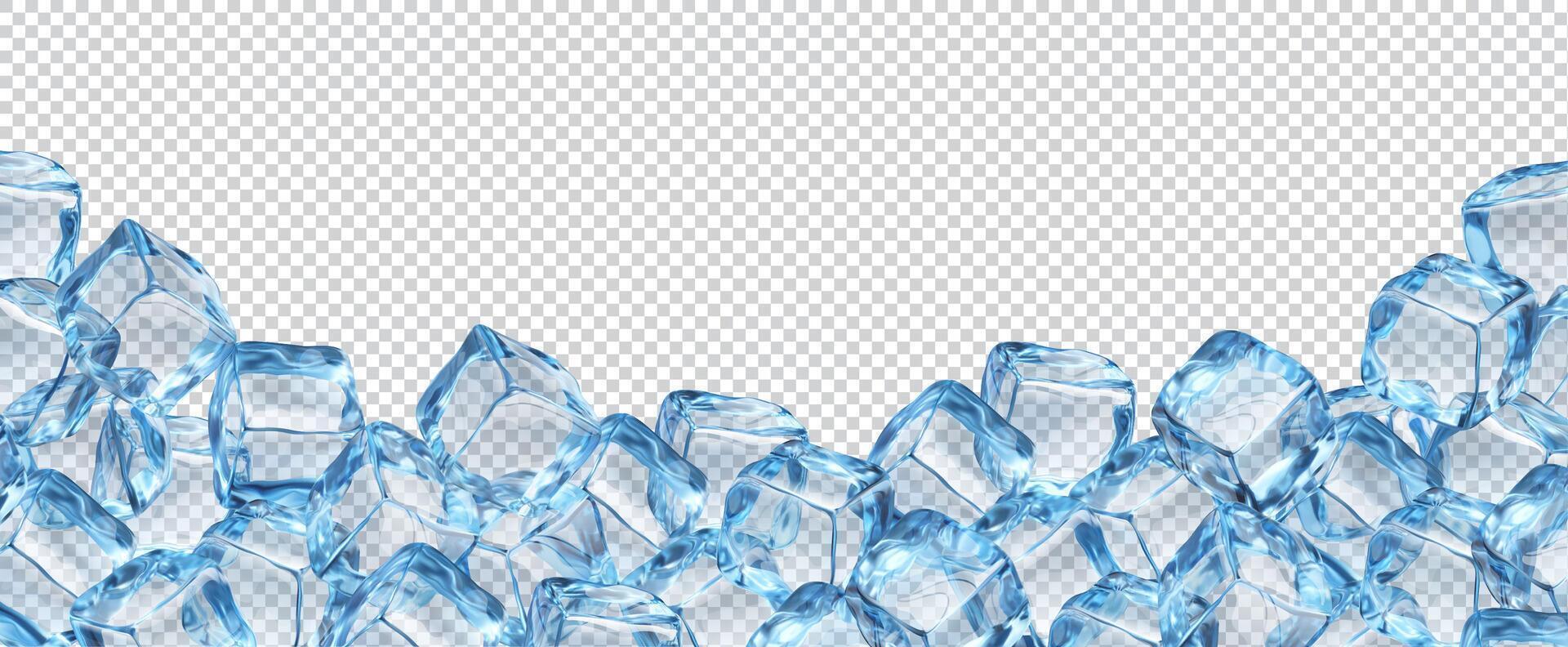 Ice crystal cube blocks frame background border vector