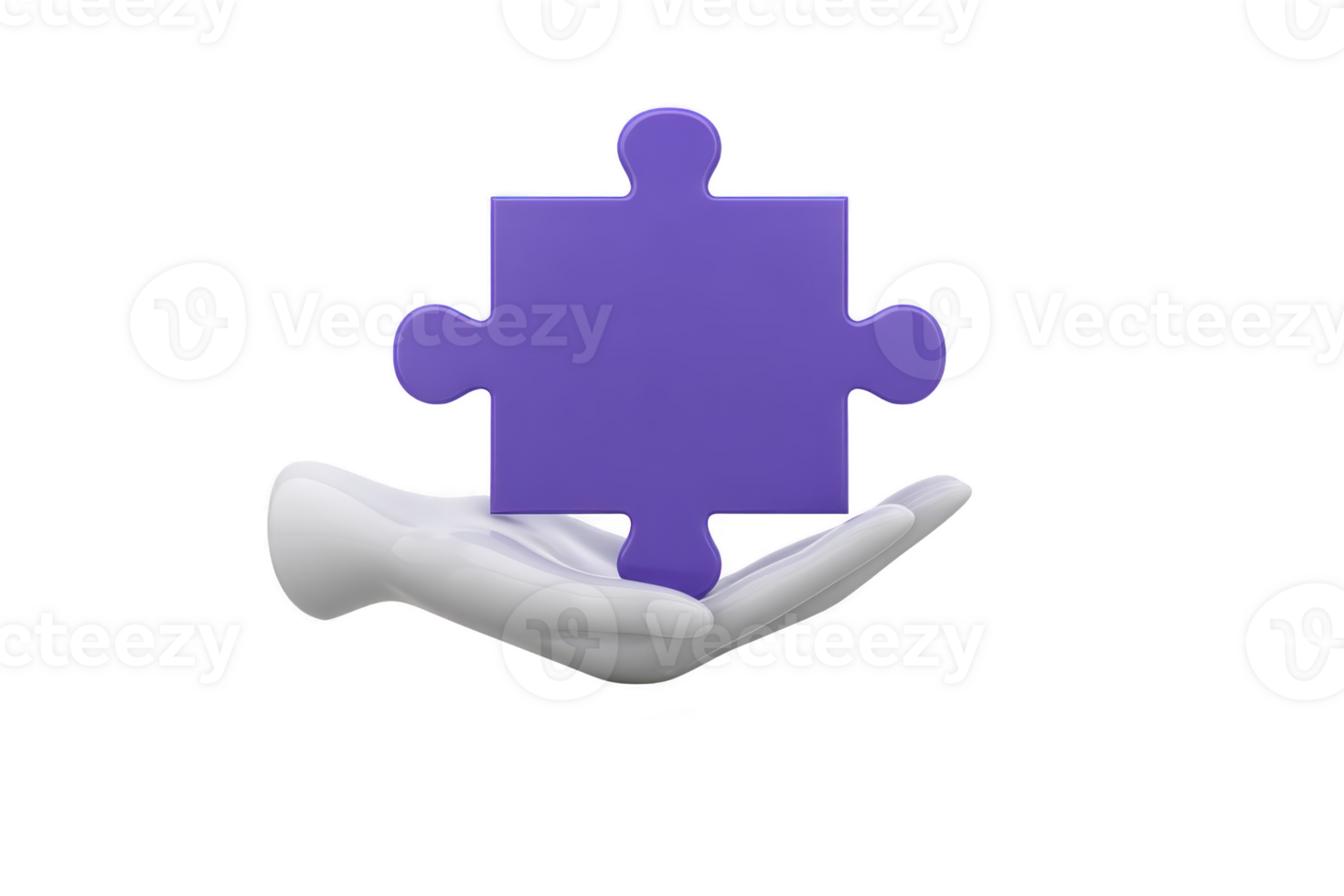 White hand holds purple puzzle piece, symbolizing problem solving and creativity. image conveys sense of support and innovation, with focus on teamwork and solutions png