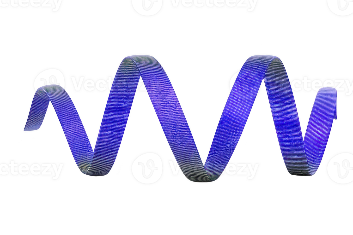 Vibrant blue ribbon twists and turns in dynamic spiral shape, creating sense of movement and fluidity against transparency background. ribbon texture adds depth and interest png