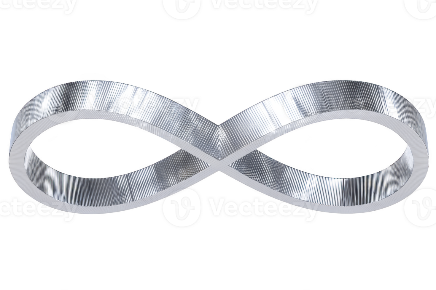 Sleek, metallic infinity symbol with reflective surface, representing endless possibilities and continuity. design is modern and elegant, suitable for various conceptual themes png