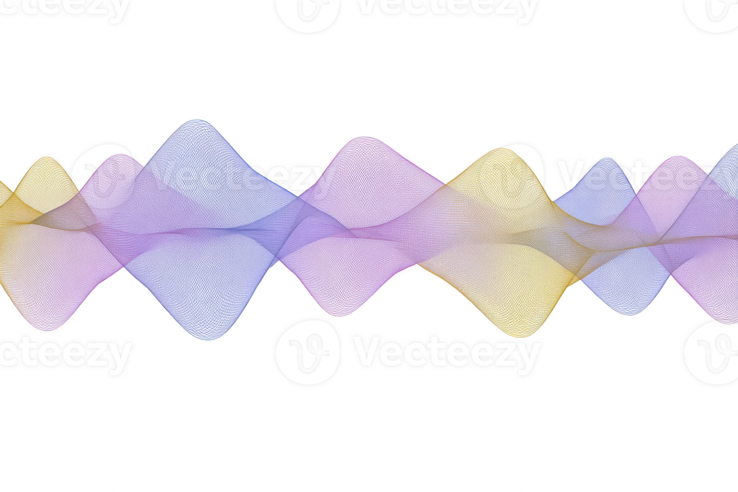 Colorful abstract wave pattern with soft pastel hues of purple, pink, and yellow on transparency background, creating harmonious and flowing design png