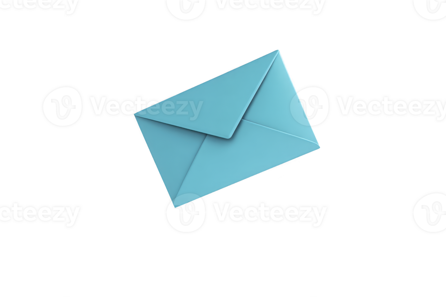Blue envelope is displayed against transparency background, showcasing its simple and elegant design. envelope is closed, highlighting its triangular flap and clean lines png