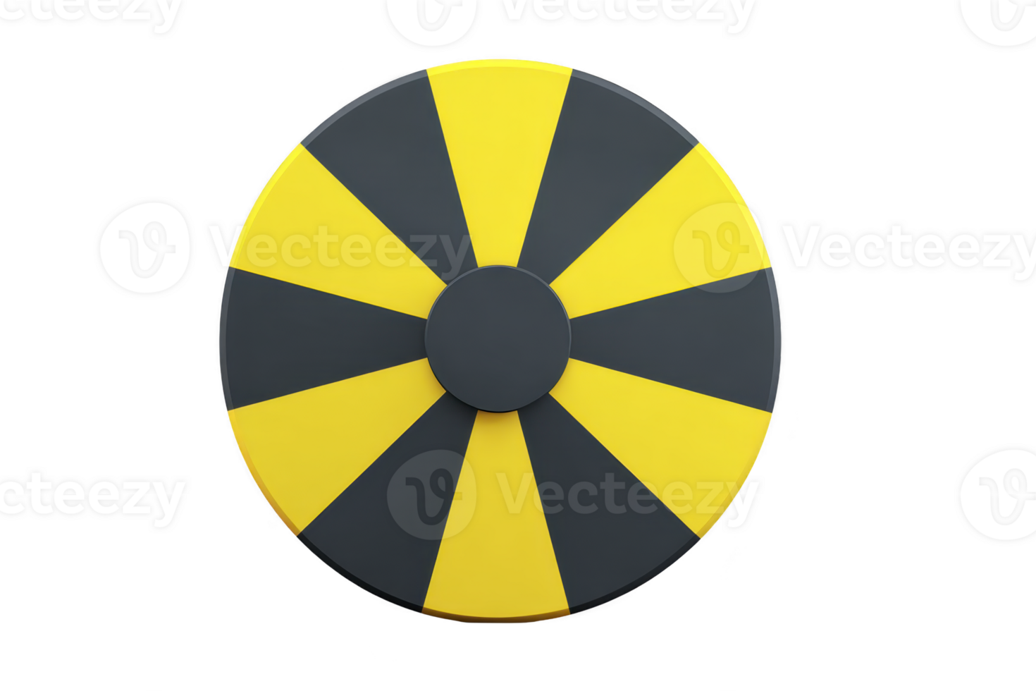 Round shield with alternating yellow and black triangular segments creates striking pattern. design is simple yet bold, evoking sense of medieval or fantasy style png