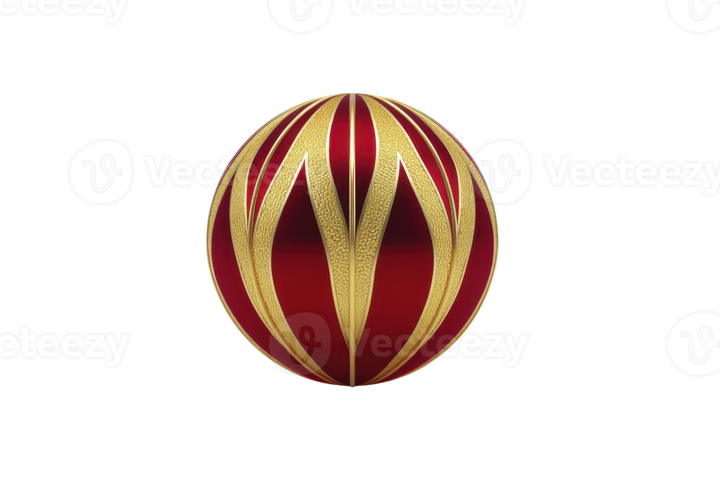Decorative red and gold ornament with intricate patterns, perfect for festive occasions. spherical design features elegant gold accents on rich red background, creating luxurious appearance png