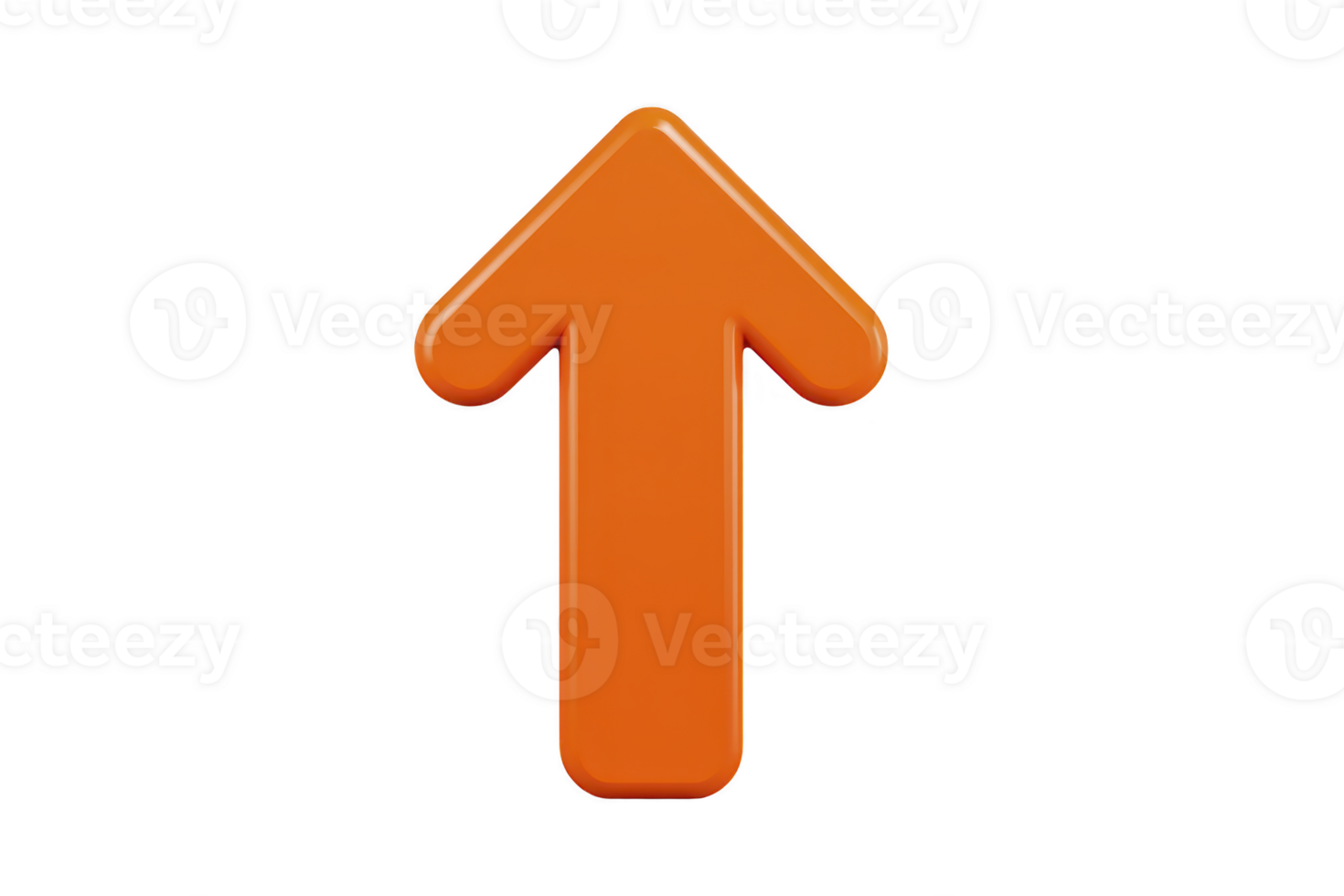 Orange 3D arrow pointing upwards symbolizes direction and progress, often used in digital graphics and presentations to indicate movement or growth png