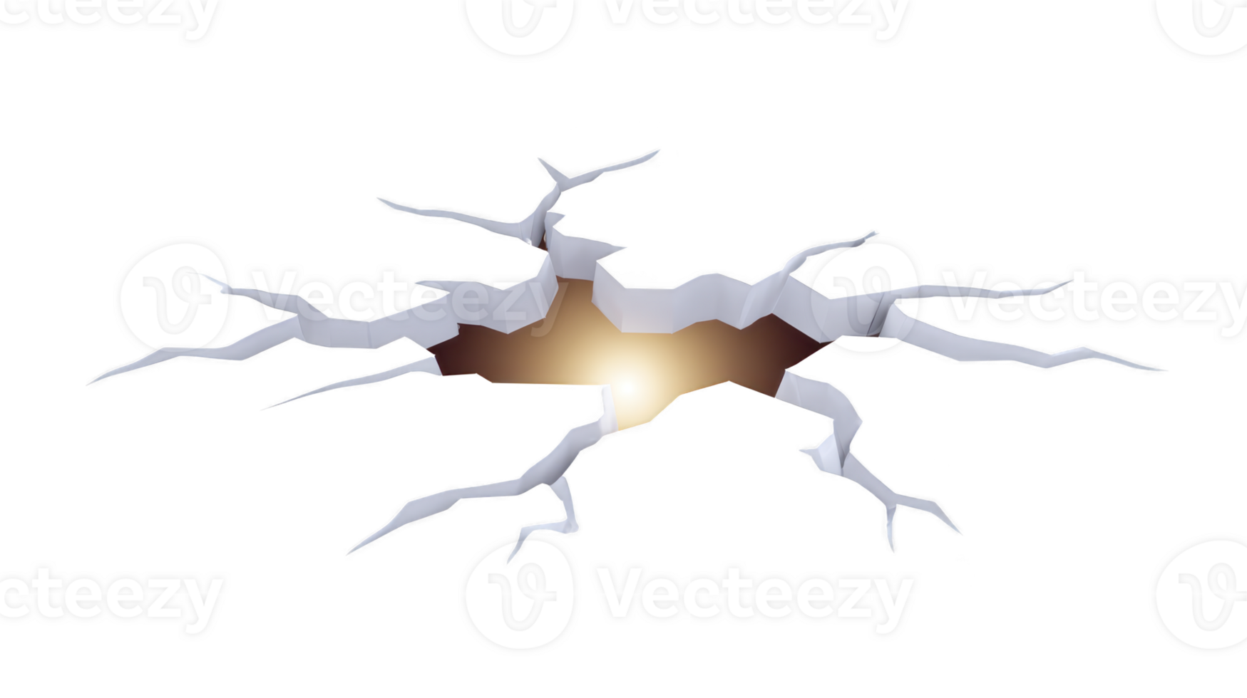 dramático ilustração do rachado superfície com irregular arestas e brilhando luz emanando a partir de Centro, criando sentido do profundidade e intriga png
