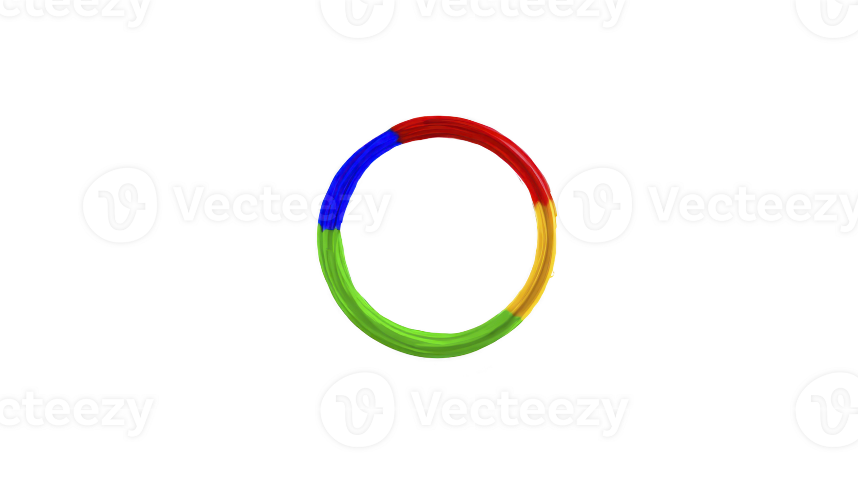 Colorful circular wireframe with segments in red, blue, yellow, and green, creating vibrant and dynamic appearance. design is simple yet visually striking, evoking sense of unity and balance png