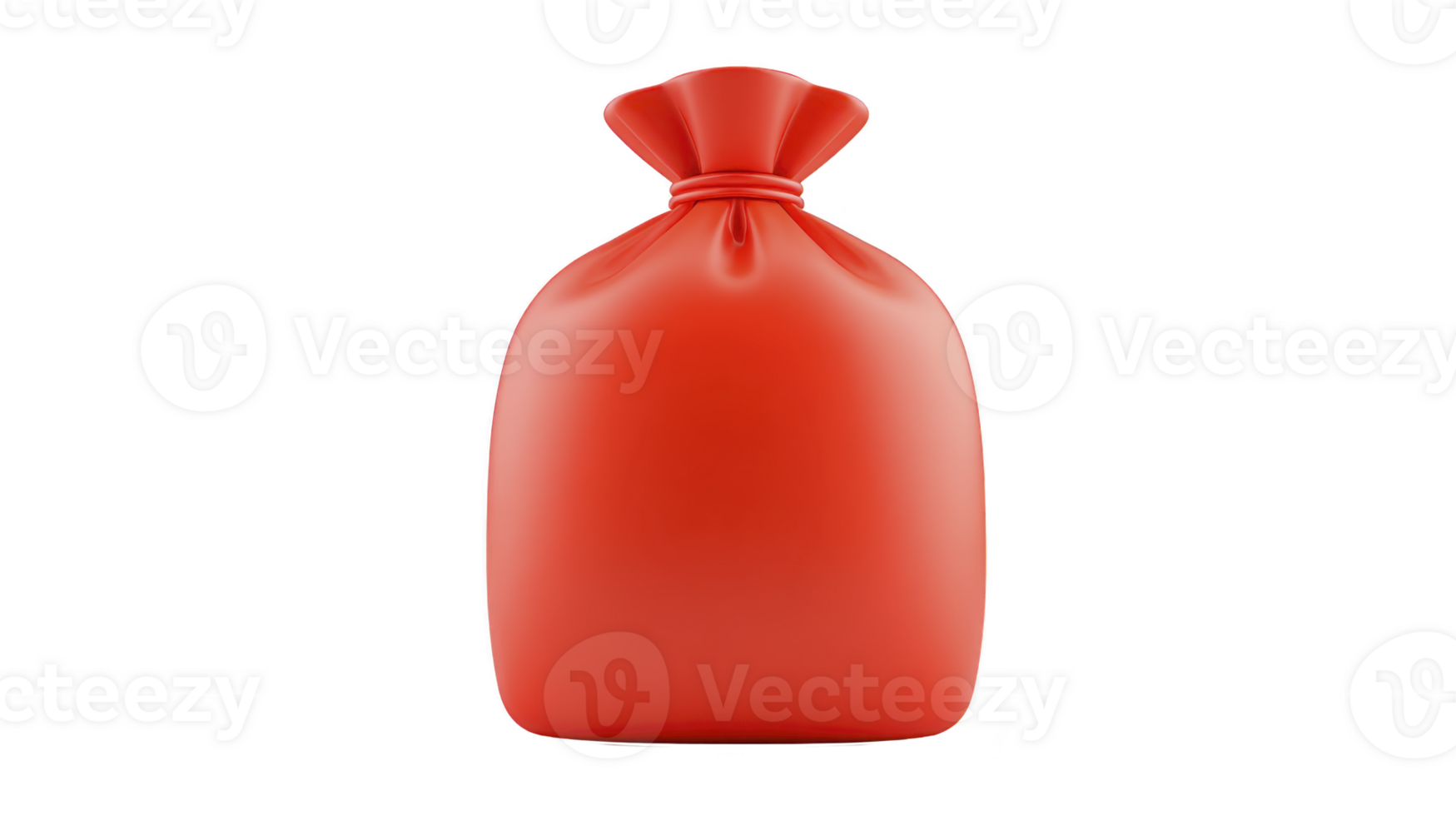 Vibrant red bag with tied top, perfect for various uses such as storage or waste disposal. Its bold color adds striking element to any setting, making it visually appealing png