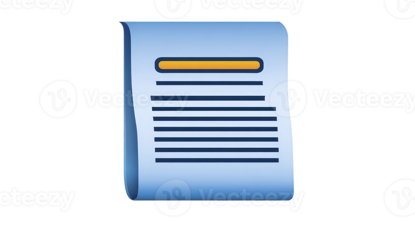 Blue document with horizontal lines and orange highlight, representing note or message. This conveys sense of organization and communication png