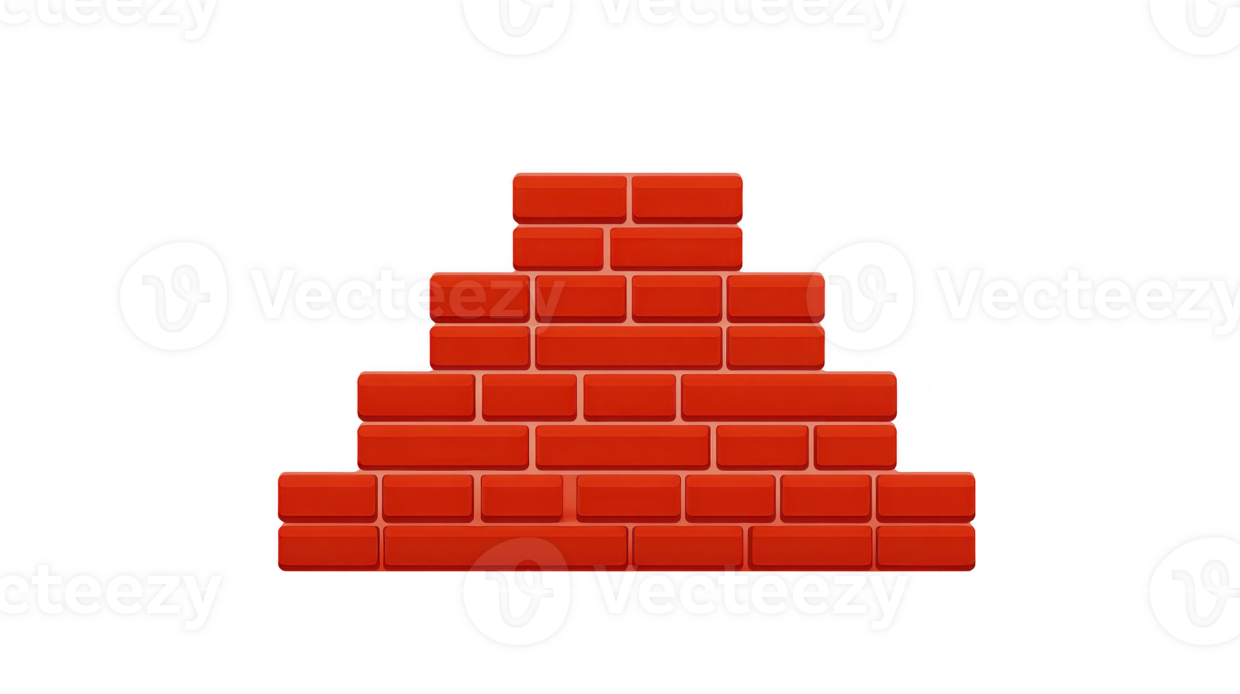 pirâmide em forma pilha do vermelho tijolos é arranjado simétrico padrão, criando visualmente atraente geométrico estrutura. vibrante vermelho cor do tijolos acrescenta negrito e impressionante contraste contra avião png