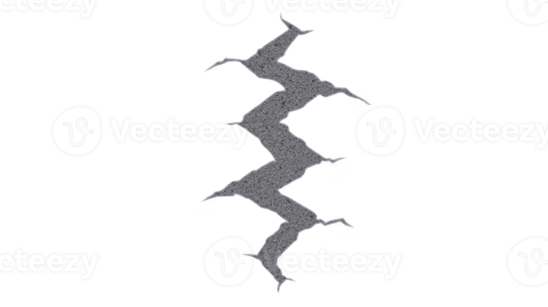 Jagged, zigzagging crack on transparent background, resembling lightning bolt or fracture. sharp edges and irregular shape create dynamic and intense visual effect png