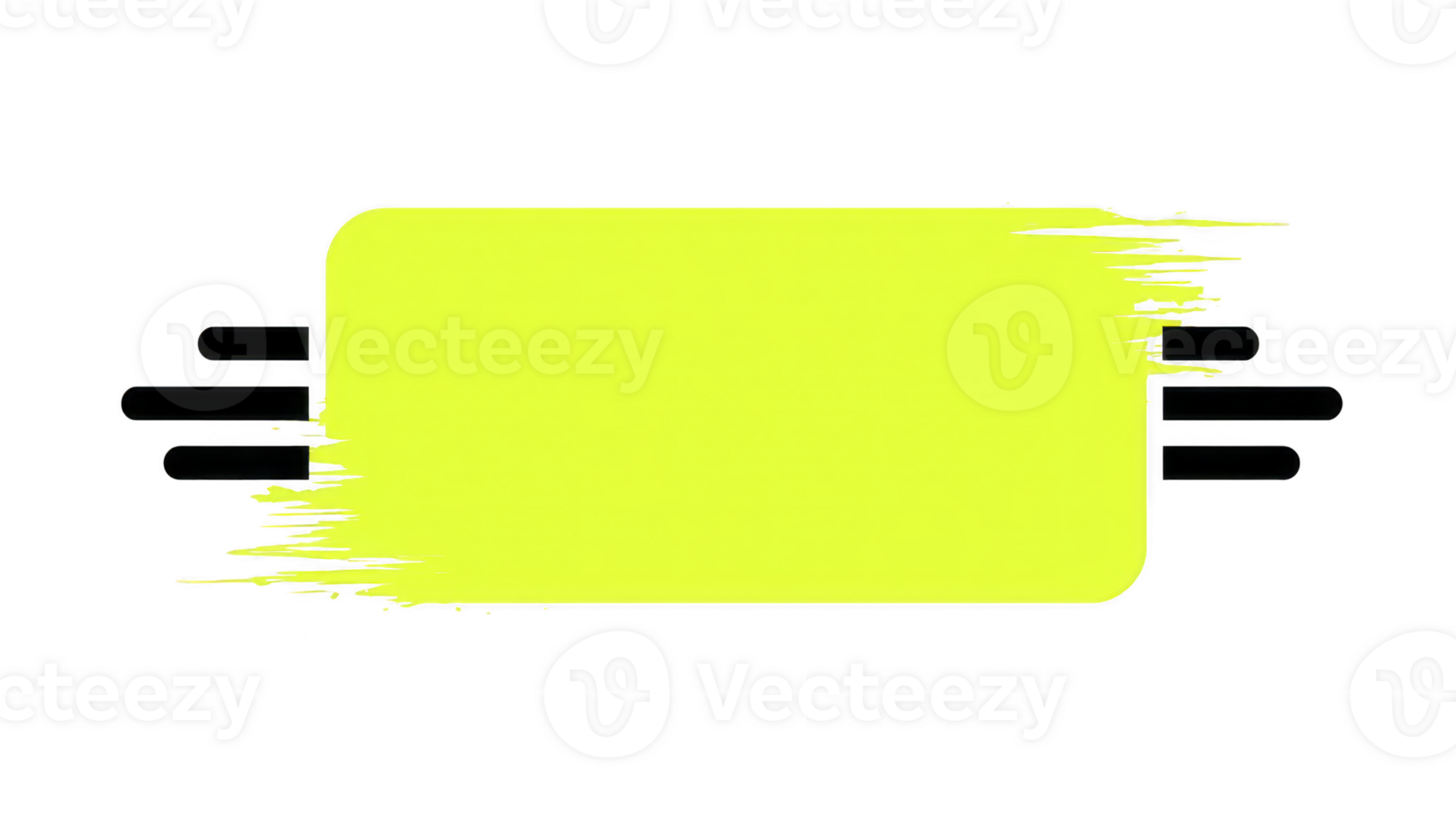 Bright yellow rectangular banner with brush stroke effect, ideal for highlighting text or promotions. design features dynamic look with black accents, creating modern and eye catching appearance png