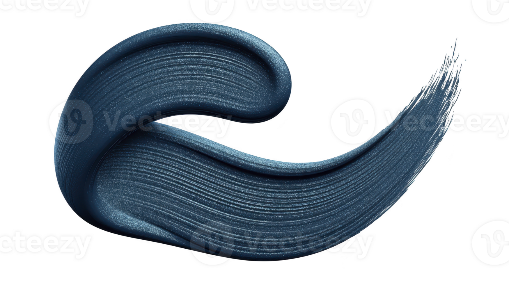 Smooth, flowing brush stroke in deep blue color, showcasing texture and movement, perfect for artistic designs or backgrounds. elegant curve adds dynamic touch to any creative project png