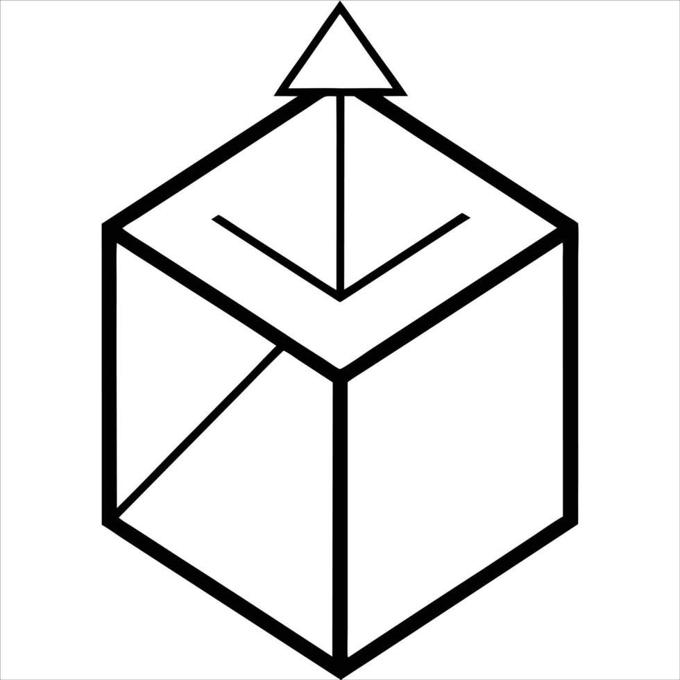 Isometric Cube with Arrow Mark design vector