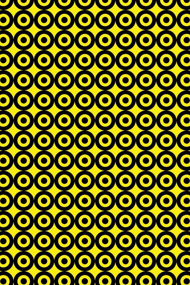 Abstract black and yellow dot circle seamless pattern background. Bold geometric texture with vibrant contrast, ideal for digital design, modern wallpaper, and abstract art. vector