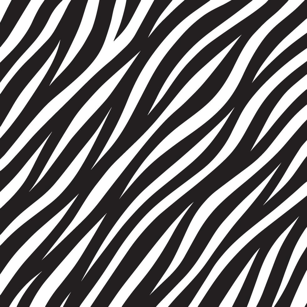Abstract black and white wavy stripes pattern mimicking zebra print texture vector