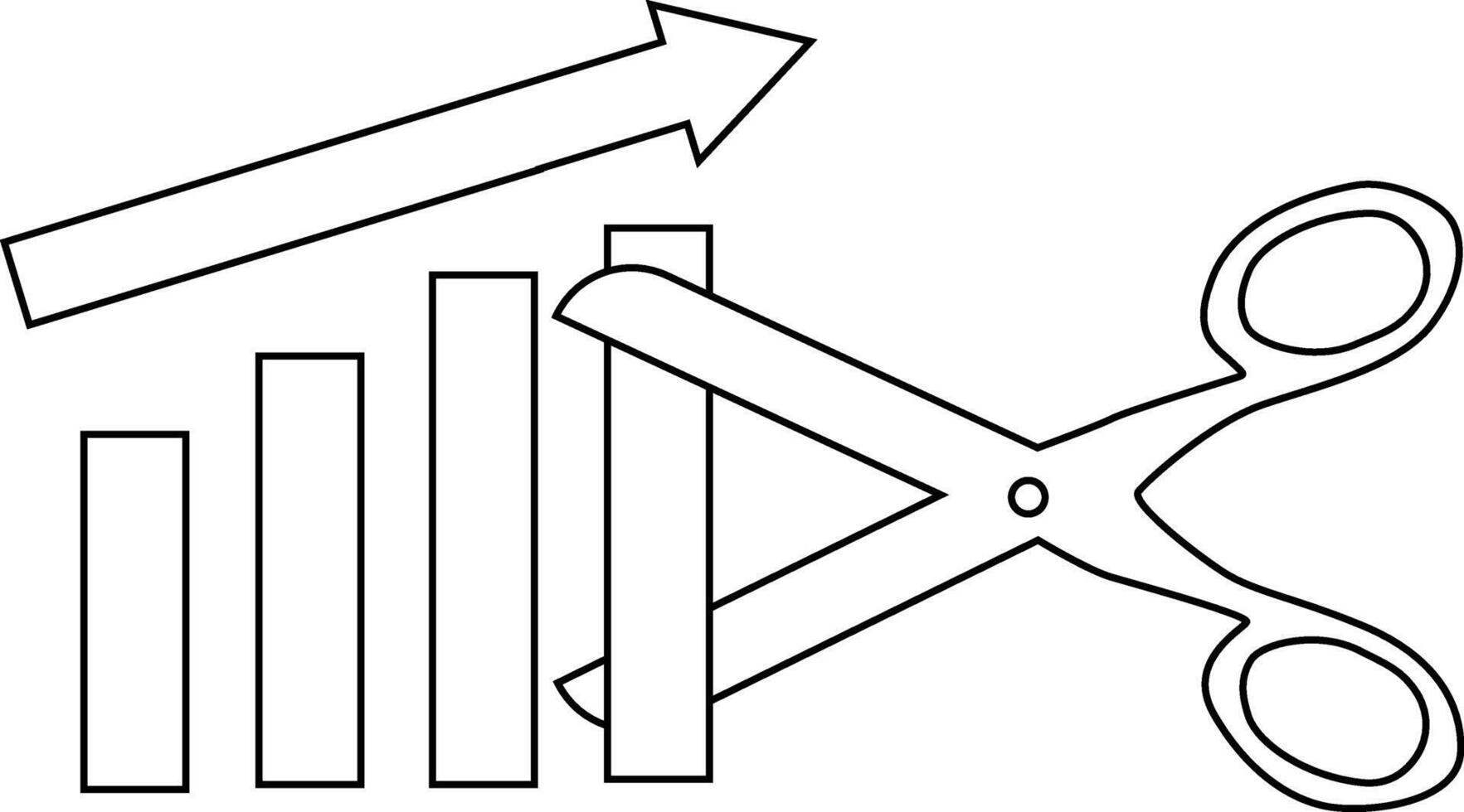 rising graph icon and scissors icon with white background vector