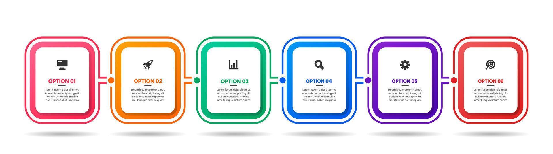 Rectangle Infographic Element Design Templates with Icons and 6 Options or Steps. Suitable for Process Diagram, Presentations, Workflow Layout, Banner, Flow Chart, Infographic vector