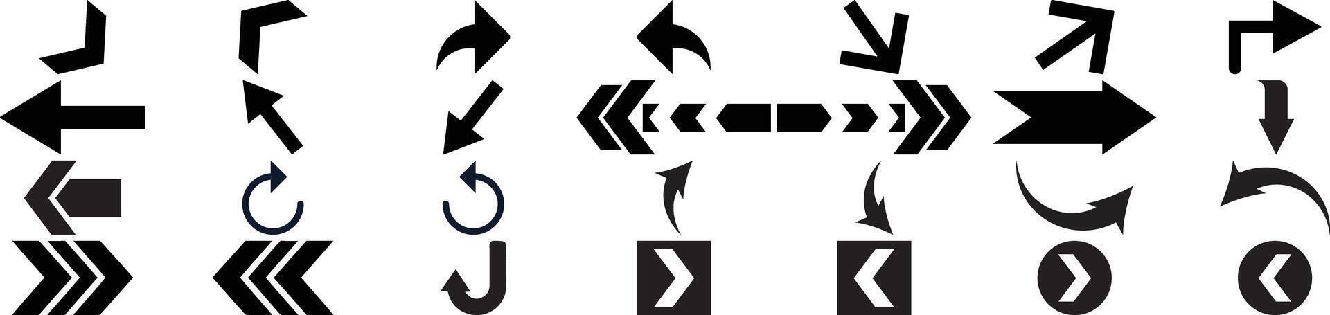 Arrows and Direction Markers for Navigation and Path Control vector