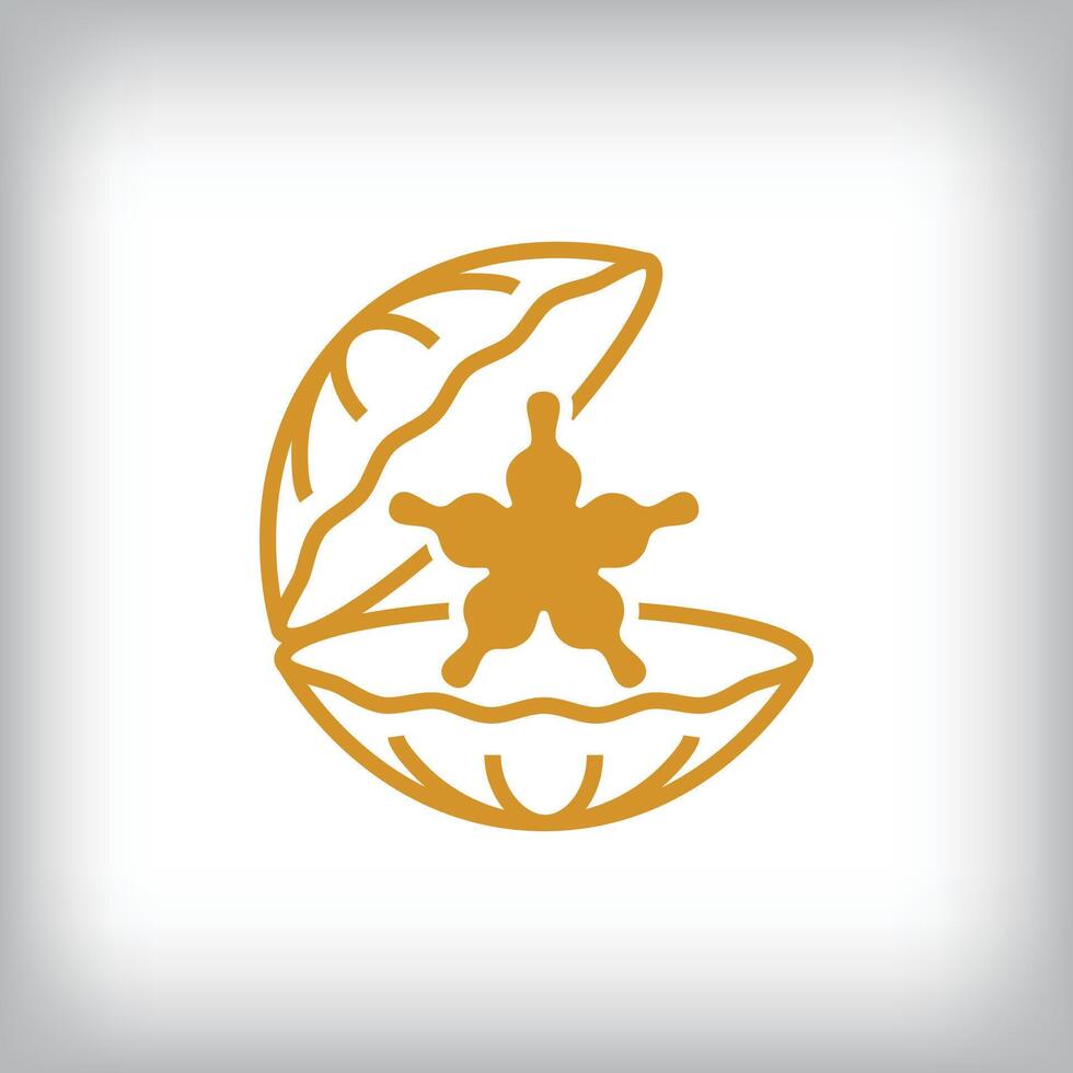 A unique pearl shell and star logo design. It features a simple design style and is suitable for businesses. vector