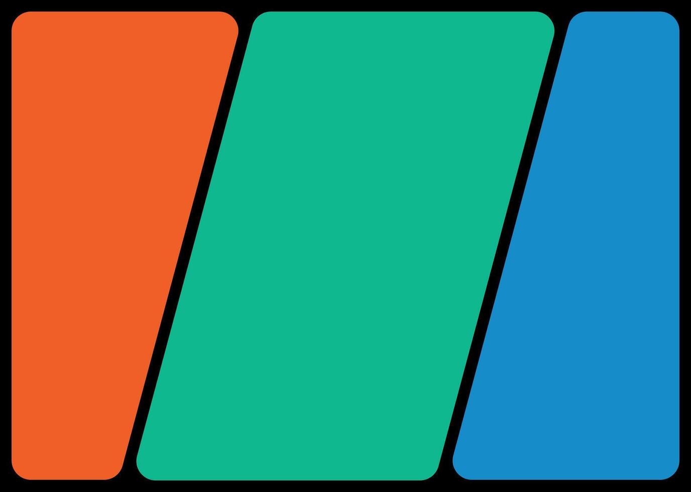 Abstract design featuring rounded rectangles in orange, green, and blue against a black backdrop, creating a modern and minimalist composition for graphic applications. comic layout vector