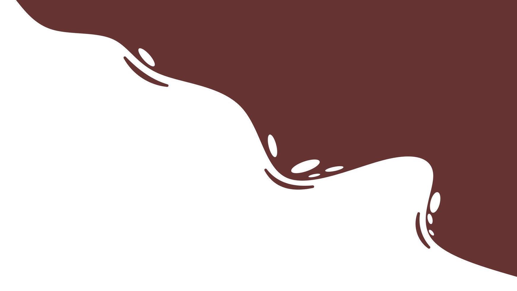An abstract graphic features a flowing wave of dark brown liquid or chocolate against a white space, creating a dynamic and visually appealing design element. vector