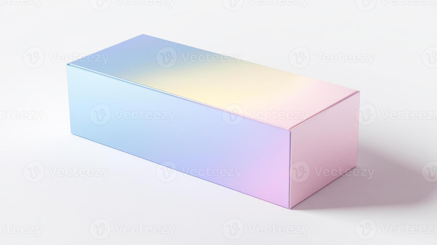 Elegant rectangular packaging box mockup with gradient design in a soft color palette photo
