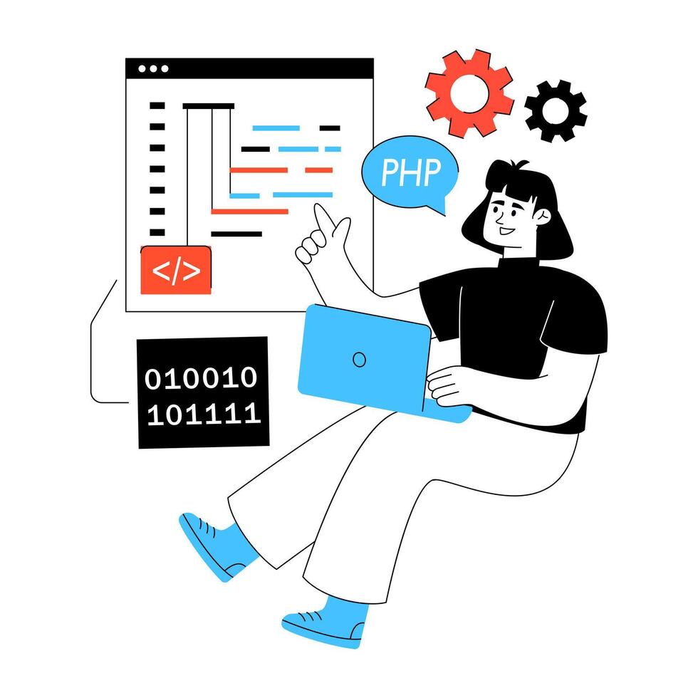 moderno diseño de php desarrollo vector