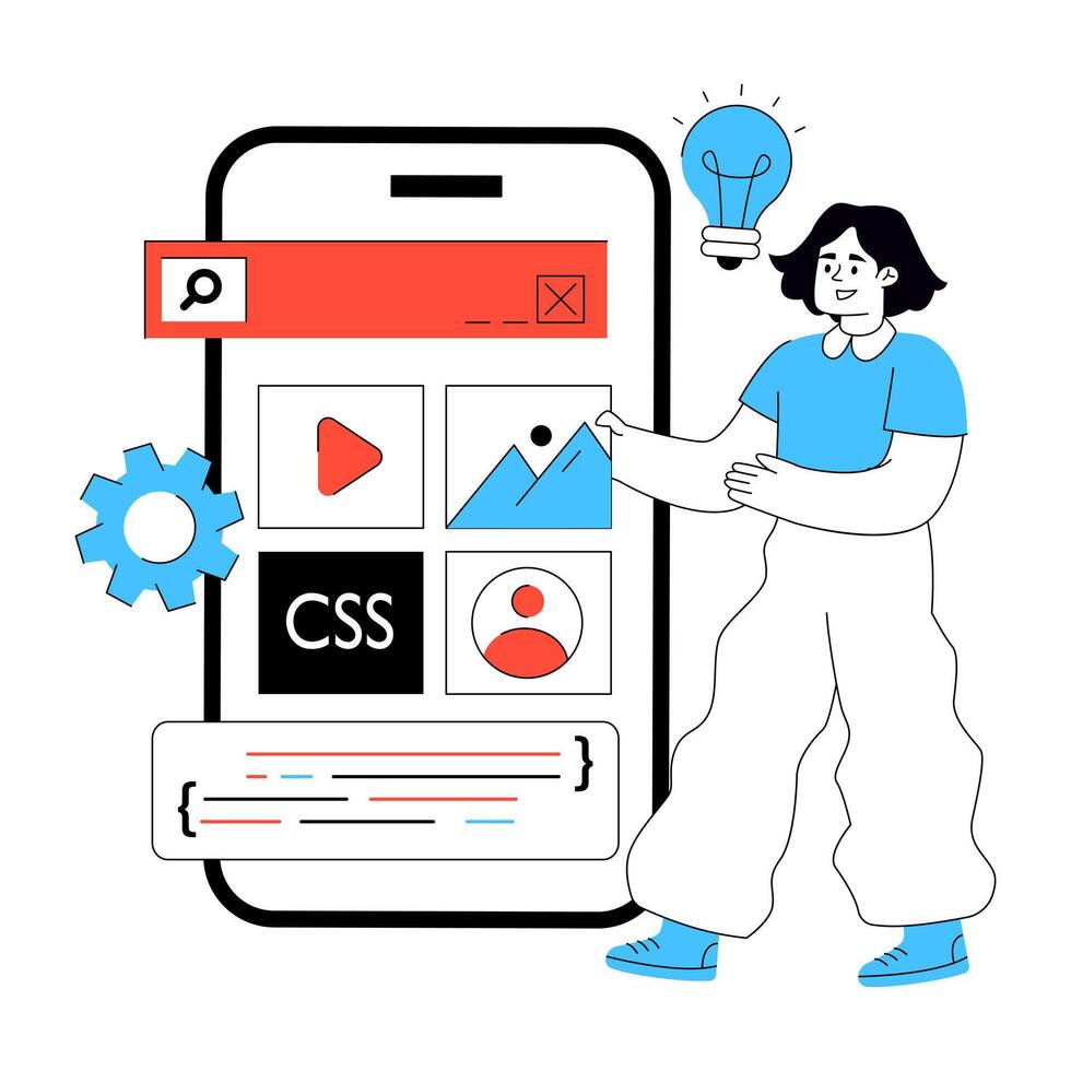 Mobile app design illustration with user interface vector