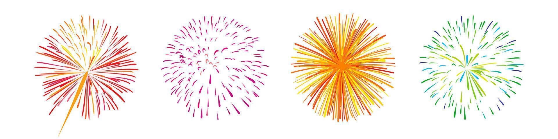 Realistic flat fireworks. Collection of clip arts. Fireworks design 70486182 Vector Art at Vecteezy