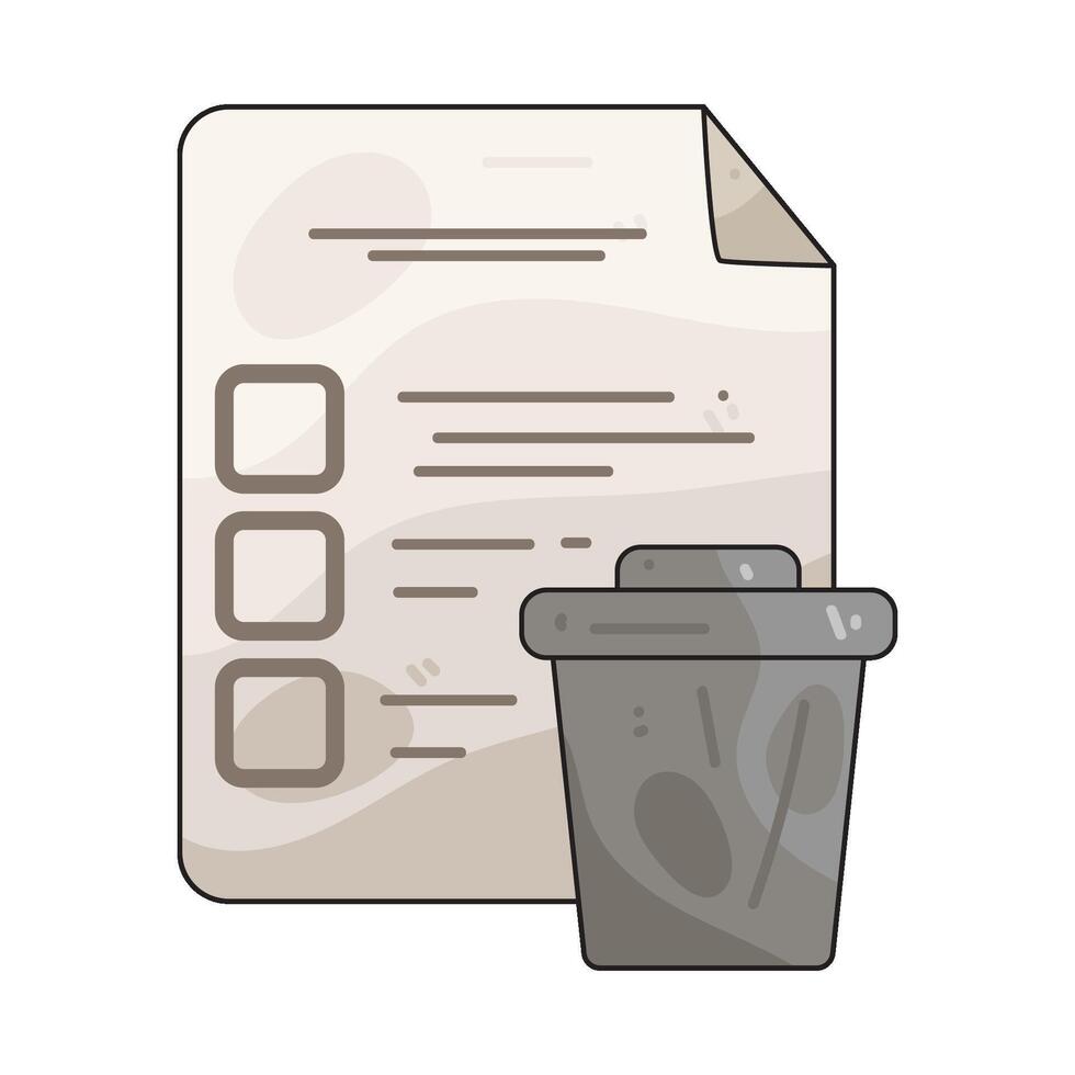 Checklist document next to trash can vector