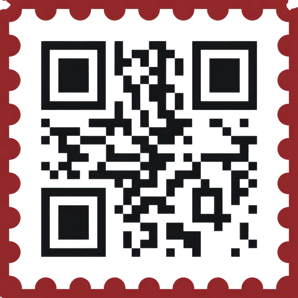 oscuro rojo bordeado qr código modelo con negro cuadrado elementos para digital información transferir png