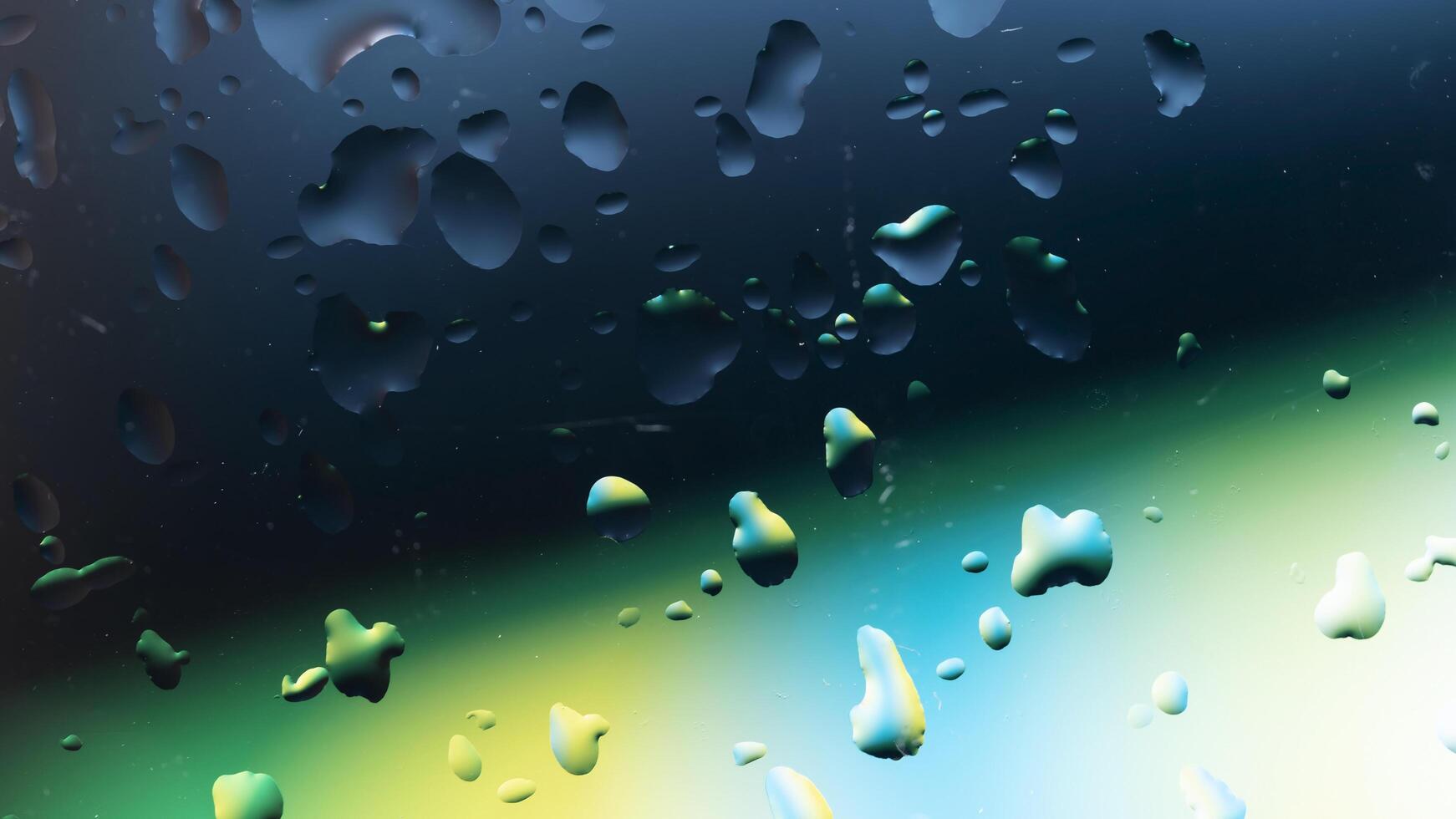 Abstract image of shape water droplets on glass surface reflecting with multicolored background. photo