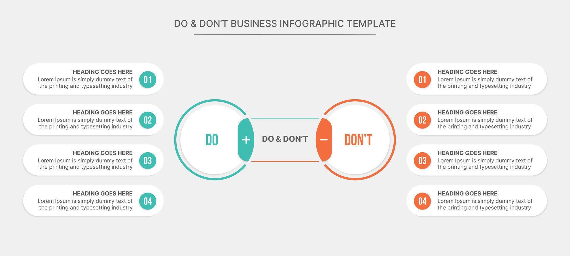 Dos and Don'ts, Pros and Cons, Vs, Versus Comparison Infographic Design Circle Template vector