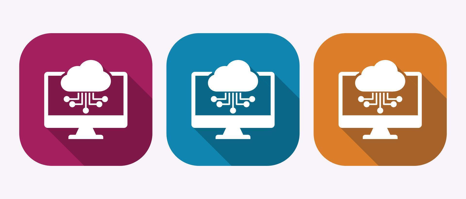 Colorful cloud computing icons on monitors vector